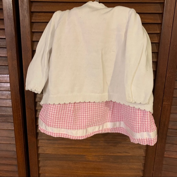 Pink Gingham Dress White Embroidered Cardigan - Picture 11 of 12